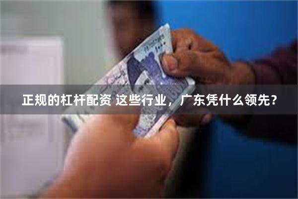 正规的杠杆配资 这些行业，广东凭什么领先？