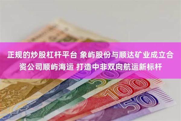 正规的炒股杠杆平台 象屿股份与顺达矿业成立合资公司顺屿海运 打造中非双向航运新标杆